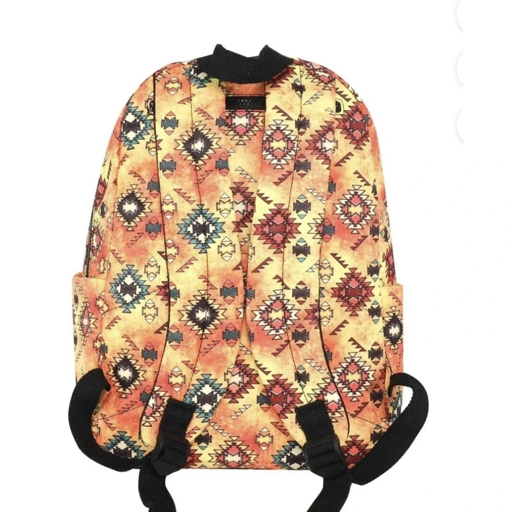 Montana West Aztec Pattern Backpack Travel School Bag Stylish Orange/ Yellow New
